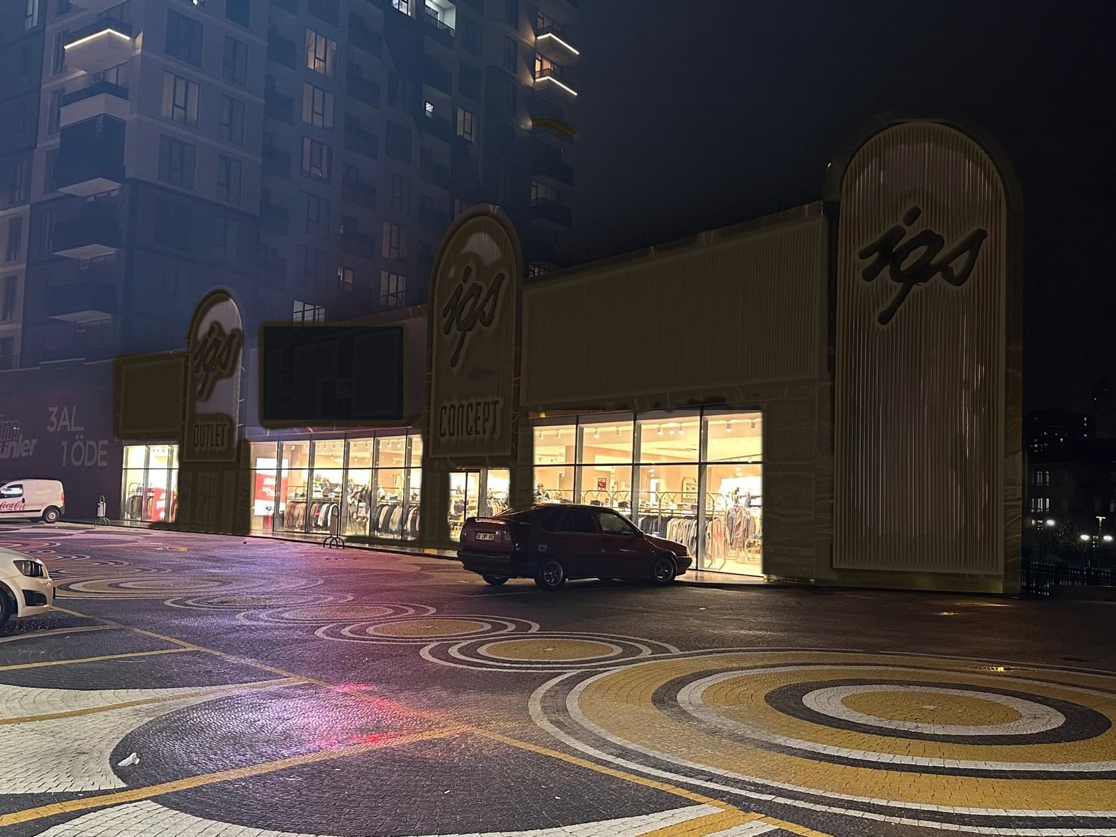 IGS Concept facade with the lights off